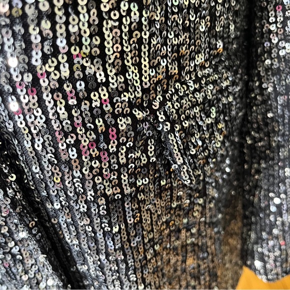 Piombo Women’s Single-Breasted Open-Front Silver Sequin Blazer XL Glam Party NWT - Picture 3 of 16